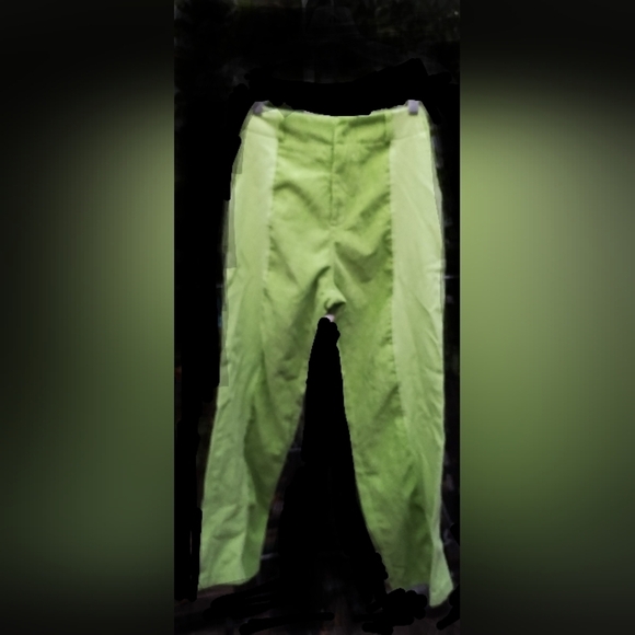 Retro look color block green pants Lg corduroy - Picture 1 of 6